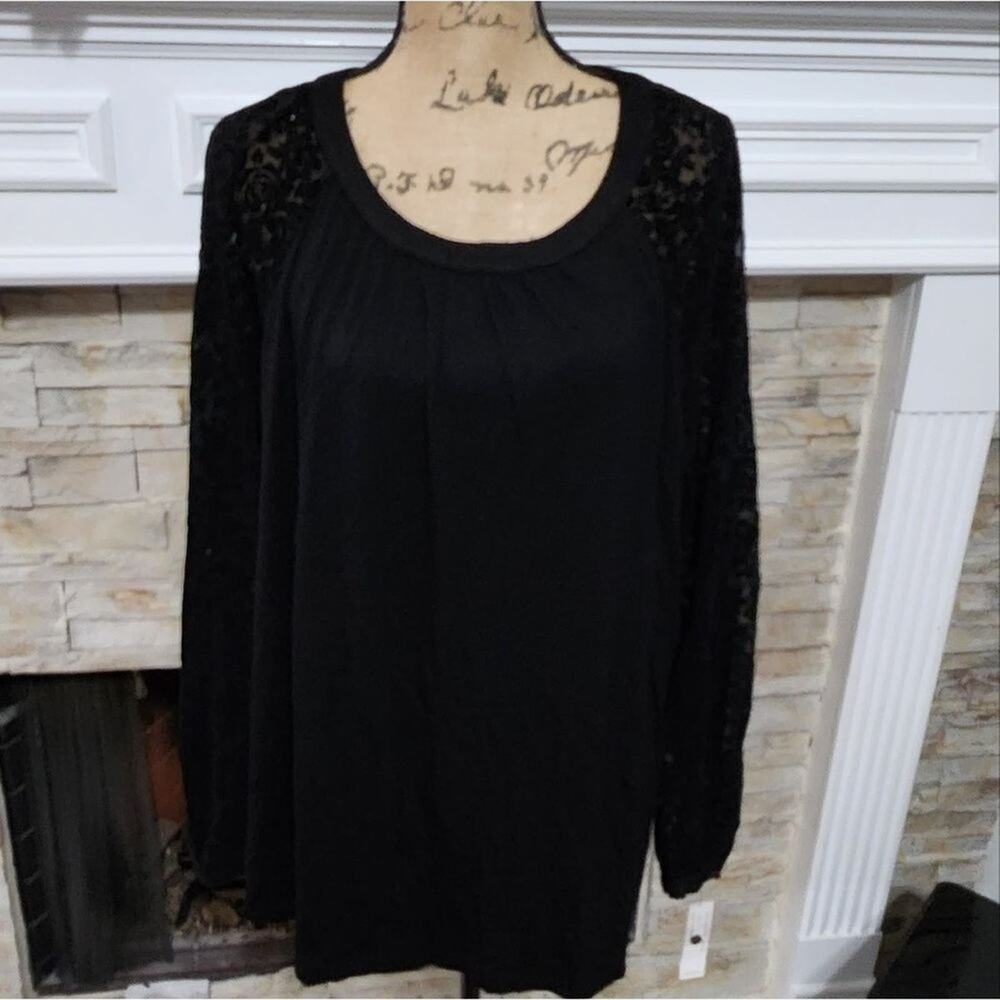 ZAC & Rachel flocked burnout floral lantern sleeve blouse plus size 2X new!!
